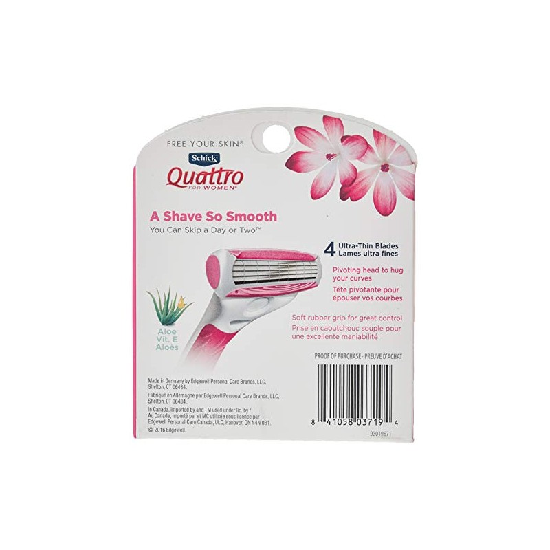 Schick Quattro for Women Razor Refill Cartridges, 8 Cartridges