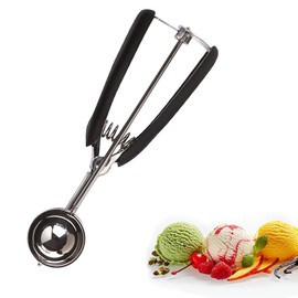 Ice Cream Disher, 1 pcs, 3cm/5 cm Ice Cream Spoon, Rigger, Ice Scoop, Scooping Equipment, Fruit Digging, Ice Cream Tool, All Stainless Steel Material, Round, Convenient, Multifunctional, Restaurants,