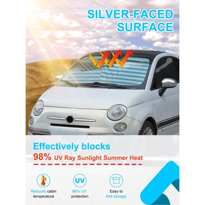 Car sun visor suitable for Fiat 500 2010-2024, car windscreen