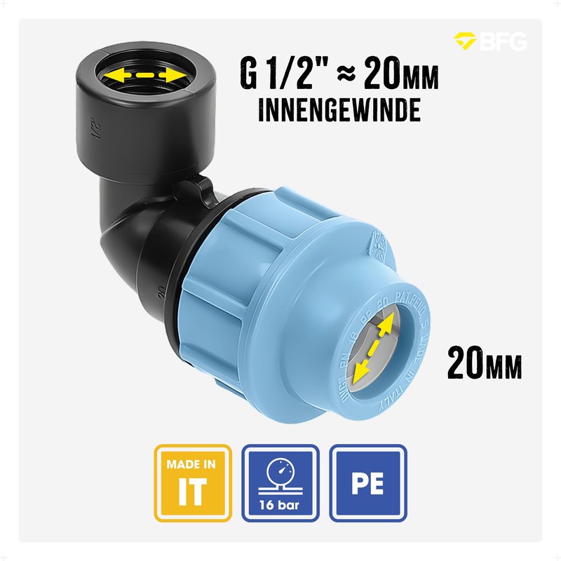 MDPE PE Water Pipe Elbow Plastic Compression Reducer Fitting 90