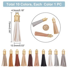 PH PandaHall 10 Pcs Leather Tassels 10 Colors Imitation Leather Tassel Pendant 3" Keychain Tassel Decorative Tassel Charm with Loop Bookmark Bracelet Keychain Cell Phone Strap DIY Crafts