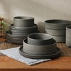 Gibson Elite Deerfield 16-Piece Stoneware Dinnerware Set – Soft Grey