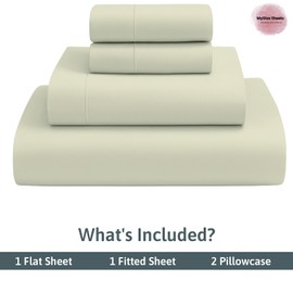 MyGiza Sheets 4 Pcs Top Split King Sheet Sets for Adjustable Bed, 100% Giza Cotton Perfect for Sleep Number Beds, King 34" Down Flex Head, Fits 16" Deep Mattress, Ivory Solid
