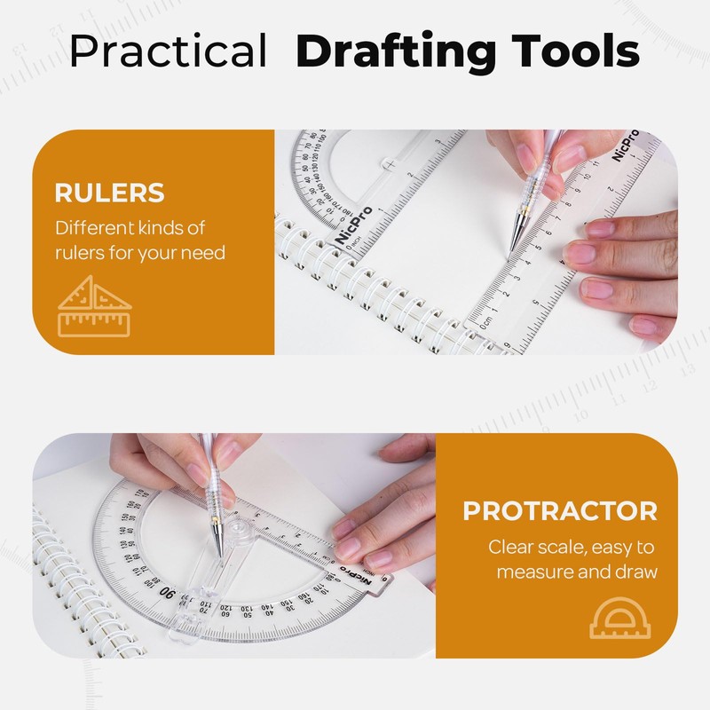 Nicpro 22 PCS Compass Geometry Tools with Case, Drafting Tools
