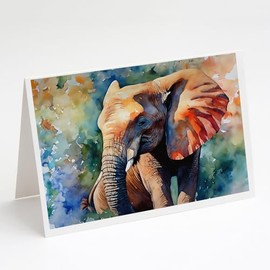 Caroline's Treasures DAC2909GCA7P Elephant Greeting Cards Pack of 8 Blank Cards with Envelopes Whimsical A7 Size 5x7 Blank Note Cards