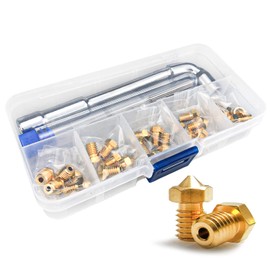 XIFOWE Nozzles 10 pcs 0.4mm 3D Printer Extruders Brass Nozzles for V5 V6 1.75mm PLA ABS 3D Printers, Compatible with Anycubic I3 Mega Prusa I3 MK3/MK3S Clone Anet A8 CHT...