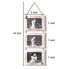 OKSQW Dogs Wall Picture Frame 5 x 7 Collage 3 Photo Frame Picture Gallery with String Husky Dog Shepherd Dog or Pet Picture Frames Memorial Display Frame on Ropes Gifts for Wall for Home and Office