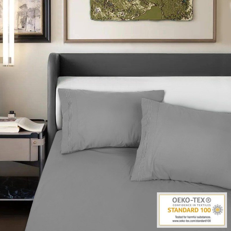 Lirex Pillow Cases (2 Pack), 1800 Thread Count Embroidered King