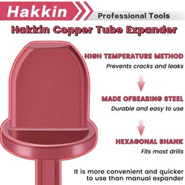 Swaging Tool Drill Bits, 8PCS HVAC Repairing Tools with 5 in 1 Copper Tube Expander 1/4'', 3/8'',1/2'',5/8'',3/4'',7/8'' Bits Set, Hakkin Hex Shank Copper Pipe Expander Flaring Tool with Tool Gloves
