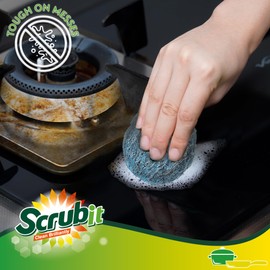 SCRUBIT 20 PK Steel Wool Soap Pads - [Updated Not-Kosher!] - Metal Scouring Cleaning Pads for Dishes, Pots and Ovens - Pre-Soaped scrubbing Pads for Easy Cleaning of Tough Kitchen Grease and Oil