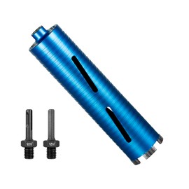 SALI Diamond Core Drill Bits 2 1/2" Diameter 10"/254mm Drilling Depth 5/8-11" Thread Core Bit Turbo Laser-Welded Segments for Cured Concrete with Brick, Block, Masonry, with Two Adapters