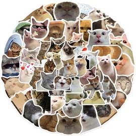 GWAWG 100Pcs Funny Cat Stickers Set, Kitten Stickers, Cute Cat Decals, Disposable Stickers, Aesthetic Waterproof Stickers for Guitar Book Suitcase Water Bottles Laptop Scrapbook Skateboard