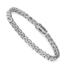 MDFUN 18k White Gold Plated 6MM Cubic Zirconia Tennis Bracelet for Women and Men 6.57 inches