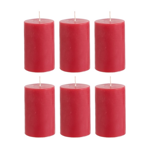 Mega Candles 6 pcs Unscented Red Round Pillar Candle, Hand Poured Premium Wax Candles 2 Inch x 3 Inch, Home Décor, Wedding Receptions, Baby Showers, Birthdays, Celebrations, Party Favors & More