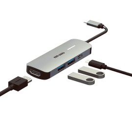 VEN-DENS USB-C Hub 4 in 1 Multiport Adapter, 4K HDMI, Dual USB 3.0 Ports, 100W PD USB-C Docking Station, High-Speed Transmission, Laptop Docking Station, USB-C to USB Hub for MacBook, Surface, Dell