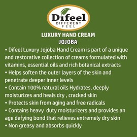 Difeel Luxury Moisturizing Hand Cream - Jojoba with Vitamin E Oil and 100% Pure Oil 1.4 ounce (3-Pack)