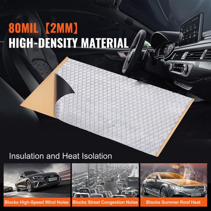 Happybuy Car Sound Deadening Mat, 80 mil 36 sqft Car