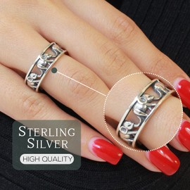 CloseoutWarehouse 925 Sterling Silver Oxidized Elephant Family Migration Ring Size 11