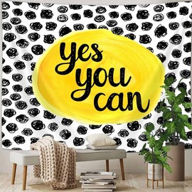 Uokiuki Inspirational Motivational Quote Tapestry, Educational Tapestry for Kids Teen Student, Yes You Can Tapestry Wall Hanging for Classroom Bedroom Living Room College Dorm 48 X 48 Inch