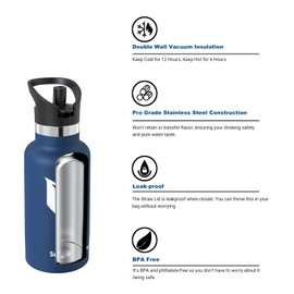 Super Sparrow Water Bottle Stainless Steel 18/10 - Ultralight Metal Water Bottle - 350ml - Insulated Water Bottles - Water Bottle with Straw Lid - Flask for Gym, Travel, Sports