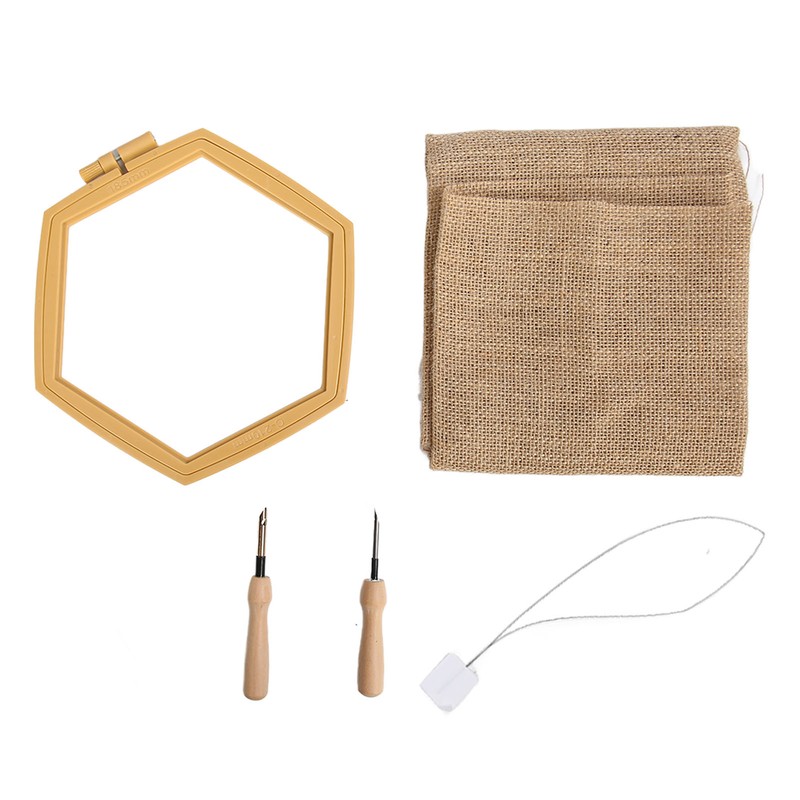 Punch Needle Kit Hex Hoop Glossy Frame Easy Operation Safe