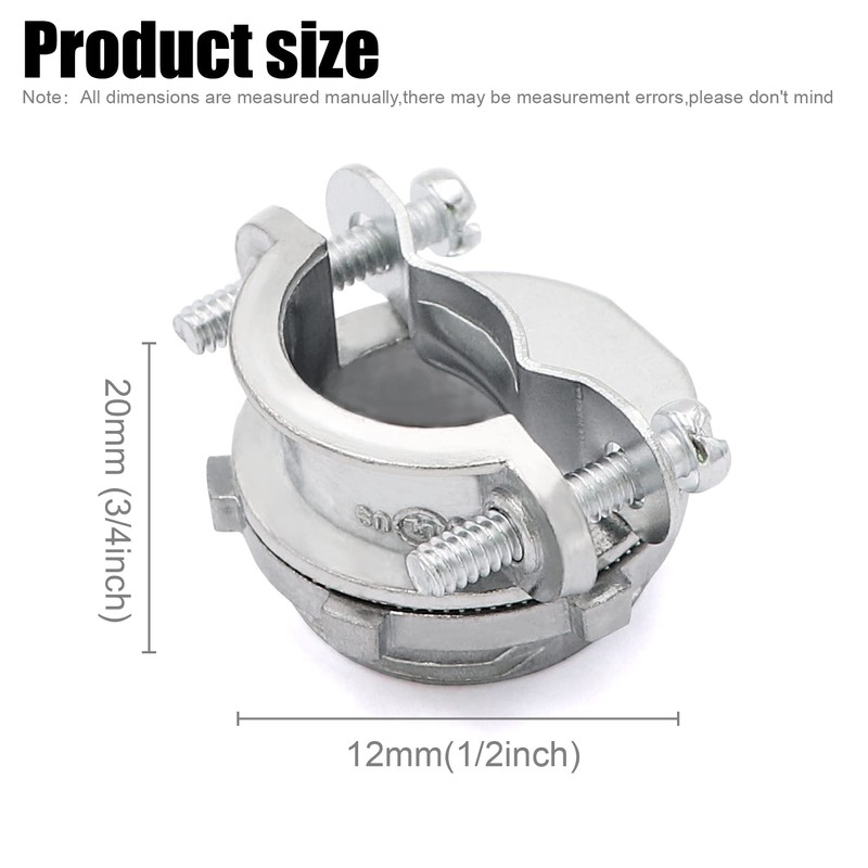 Fuzbaxy 24pcs 1/2Inch Clamp Type Cable Connectors for Metallic Conduit