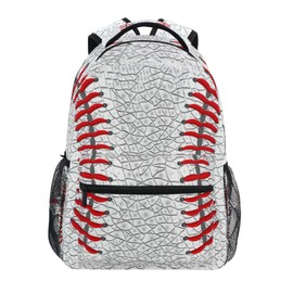 Miaoquhe Baseball Backpack Sport School Backpacks for Boys Girls Women Men, White School Bookbag Casual Daypack Shoulder Bag for School Travel Hiking Camping