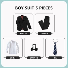 Boys Formal Suits Black Kids Tuxedo Suits for Wedding Easter Teen Toddler Suit Jacket Pants Set with Tie Size 16