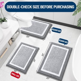 OLANLY Bathroom Rugs 30x20, Extra Soft and Absorbent Microfiber Bath Mat, Non-Slip, Machine Washable, Quick Dry Shaggy Bath Carpet, Suitable for Bathroom Floor, Tub, Shower (Medium, Grey)