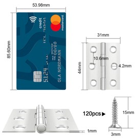 Yeepeo Pack of 20 Hinges Foldable 44 mm × 31 mm, Stainless Steel Hinge Piano Hinge Hinges Small Hinge Hinge Door Hinge for Doors Windows Cabinets with 120 Pieces Screws
