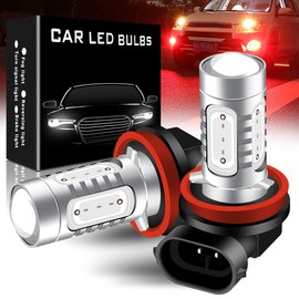 yifengshun - 2 bombillas LED de 12 V para luces antiniebla de 7,5 W COB, luz de conducción antiniebla DRL, color rojo superbrillante, color rojo