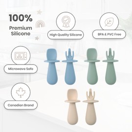 Baby Bliss 6 Pack Baby Spoons Self Feeding 6 Months +, Baby Utensils Silicone Baby Spoon, Baby Led Weaning Supplies, Self Feeding Spoon, Infant Spoons First Stage, BPA Free