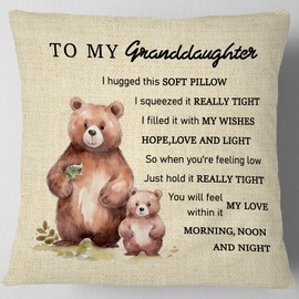 to My Daughter, Daughter Gift from Mom Dad, Best Christmas Birthday Gifts for Daughter Stepdaughter Daughter in Law, Flax Pillow Covers for Home Sofa Bed Room Office18 x18.(019) (Granddaughter)