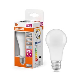 OSRAM LED Star Classic A 75 Lamp, 10W, 62mA, Energy Saving, Auto Power Off, Instant 100% Light, No Warm-up Time, Auto On at Dark, Cool White