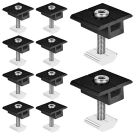 Solar Panel Mount Centre Clamps 30 mm Black: Solar Panel Bracket, Pack of 10 Mounting Solar Module, T-shaped Centre Clamp, PV Photovoltaic Solar Panel Support, Medium Voltage for Framed Panels