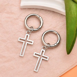 Punk Cross Shoes Charm for Boots Silver Metal Shoes Rings with Dangle Cross Charms for Sneakers Shoelace Bag Charm Ornament Decoration Emo Punk Aesthetic Accessories Stuff