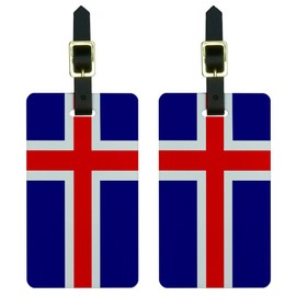 Graphics & More Iceland Flag Luggage Tags Suitcase Carry-on Id, White