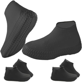 Waterproof, 2 Pairs Shoe Covers, Disposable / Reusable Latex Rain Cover Shoes, Shoe Covers Non-Slip for Rain, Snow Day, Desert Beach, Muddy Roads EU 43-45