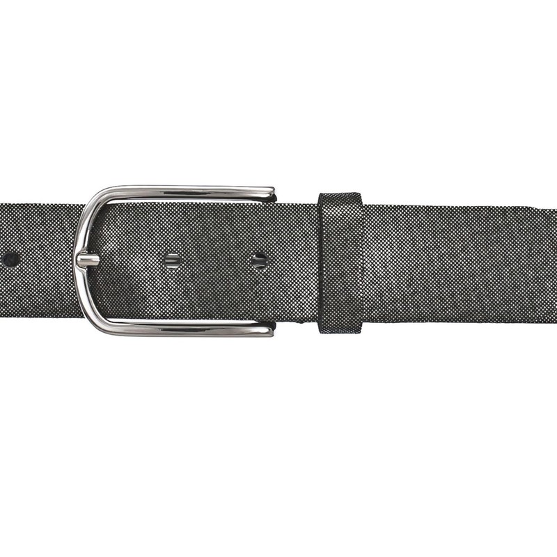Vanzetti Leather Belt, Metallic silver