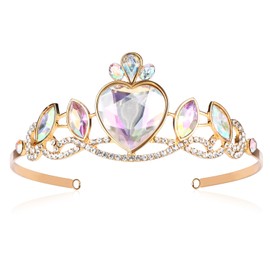 hengkaixuan Sparkly Aurora Borealis Rhinestone Tiara Wedding Crown Bride Tiaras Princess Tiara for Women Girls Kids Birthday Party Hair Accessories Acrylic Crown Crystal Tiara Headdress Jewellery