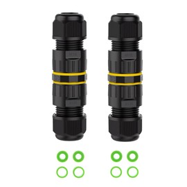 2 Pin IP68 Waterproof Connector for Outdoor Fountain Billboard Display Road Landscape Light Underwater Street Garden Tunnel Light Connector, 3.5-10mm Wire Diameter (Max 17.5A, 450V) (2 Packs)