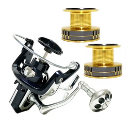 Orureru Fishing Tackle Spinning Reel "Super Gorirud" Compatible with 3000-5000 Sizes, Reel Body & Spool 2pcs 4000 Size, Suitable for Sea Bass, Sea Bream, Japanese Amberjack, Taman, Garfish, Bluefish