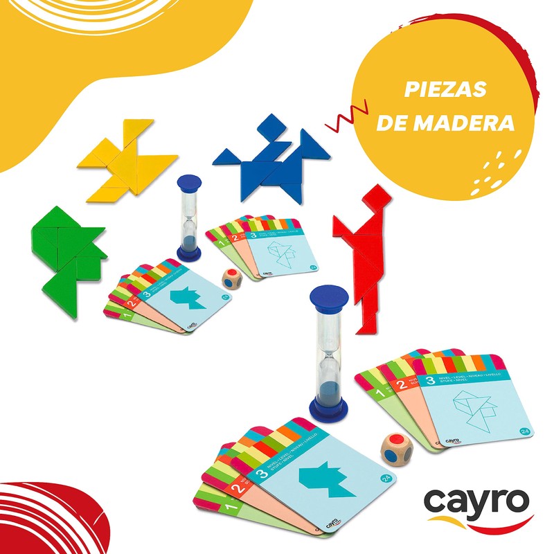 Cayro 4 Wooden Tangrams - Puzzle Game - Developing Cognitive