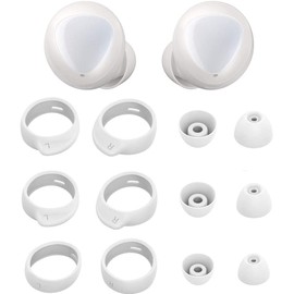 ALXCD Replacement Eartips Earhooks Kit for Galaxy Buds Headphone, S/M/L Size Included Silicone Earbud Tips & Hooks, Fit for Galaxy Buds SM-R170 Headphone 6+6 White