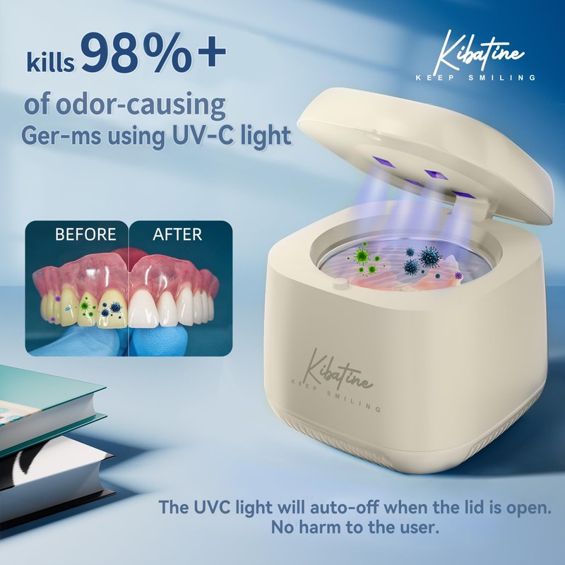 Ultrasonic Retainer Cleaner Machine with 4 UV Lights for Denture