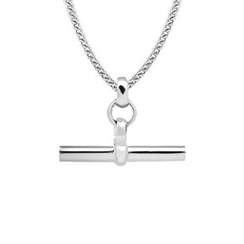 LeCalla 925 Sterling Silver T Bar Necklace for Women | T-Bar Pendant with Curb Link Necklace | T-Bar Curb Chain Necklace 20 Inches