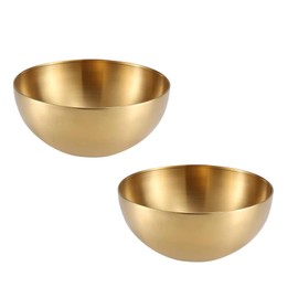 Generic Gold Stainless Steel Mixing Bowls, Round Modern Serving Bowls for Mixing, Cooking, Baking, Prepping (2 Pcs)