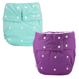 ReUseLife 2 Pieces Adjustable Washable Reusable Cloth Incontinence Underwears for Women and Men,Adult Cloth Diaper,Snap Closure,Waist 27-39 Inches