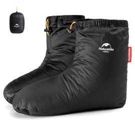 Naturehike Ultralight Winter Goose Down Booties, Camping Warm & Cozy Down Sleeping Socks for Men & Women, Down Filled Slipper Boots with Storage Bag (S, Goose Down-Black)