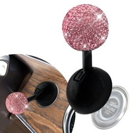 Lyxheth Car Push Starter Button Cover, Start Button Joystick, Car Push to Start Accessories Joystick Cover, Rhinestone Vehicle Engine Start Stop Rocker Car Accessories for Vehicles (Pink)